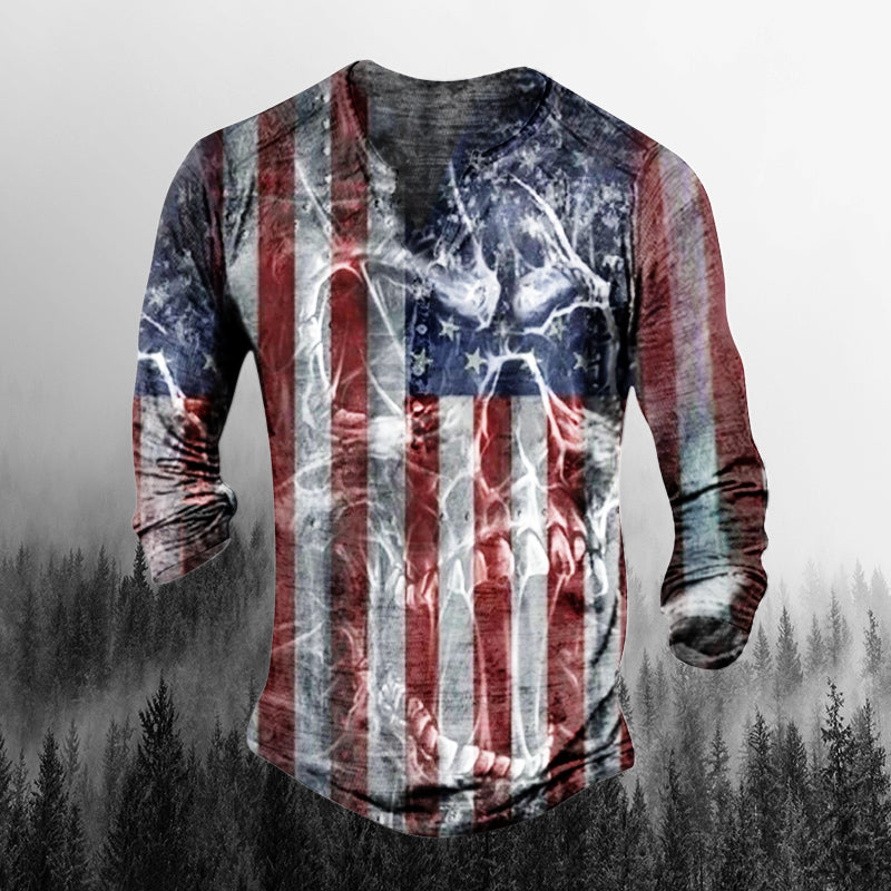 Men's Retro Comfortable Skull National Retro long sleeve