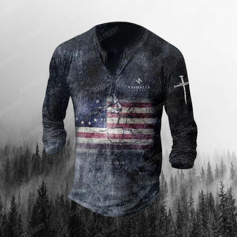 Lightning Creed Pattern Mens Retro Sports Long Sleeve