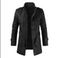Mens Mid-Length Casual Stand-Collar Slim Leather Jacket