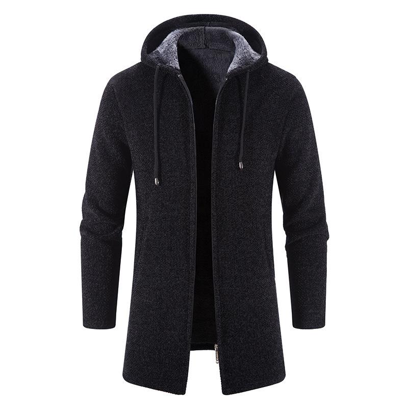 Mens Hooded Cardigan Midi Coat