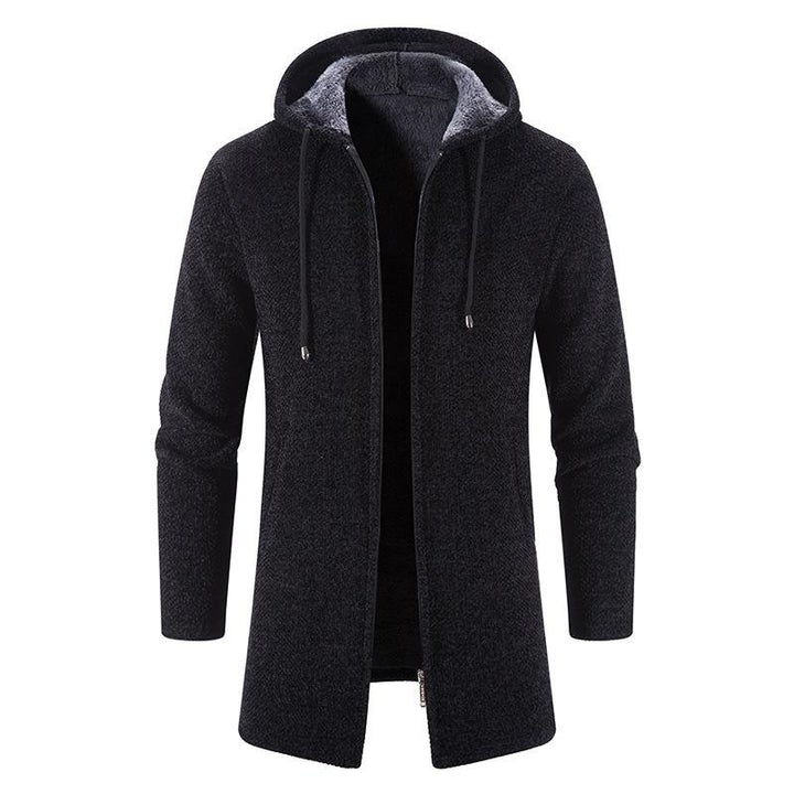 Mens Hooded Cardigan Midi Coat