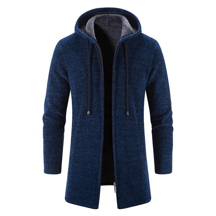 Mens Hooded Cardigan Midi Coat