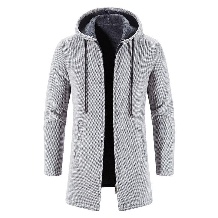 Mens Hooded Cardigan Midi Coat