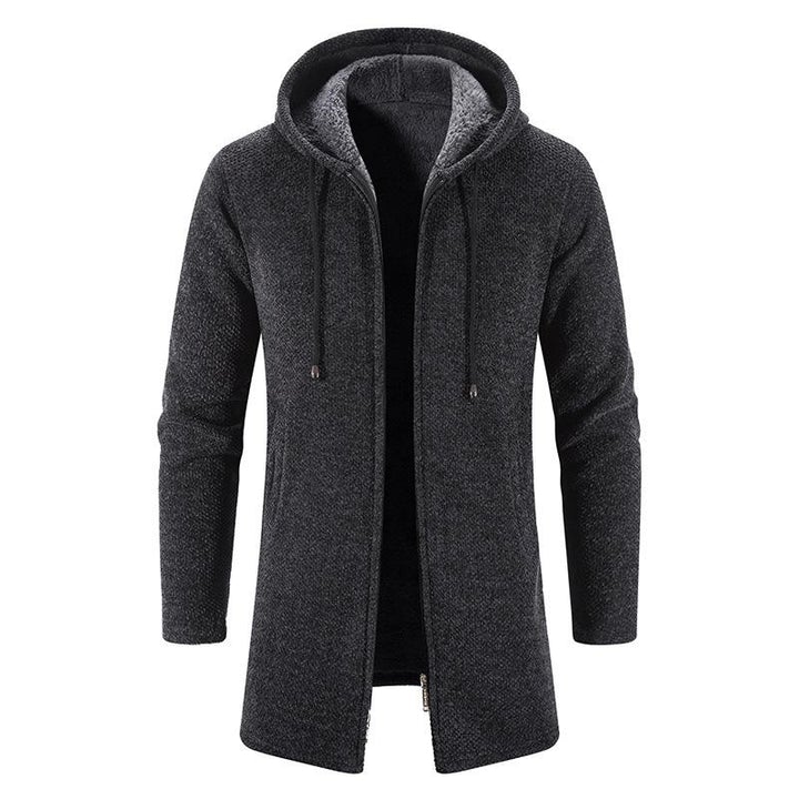 Mens Hooded Cardigan Midi Coat