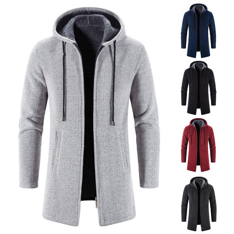 Mens Hooded Cardigan Midi Coat