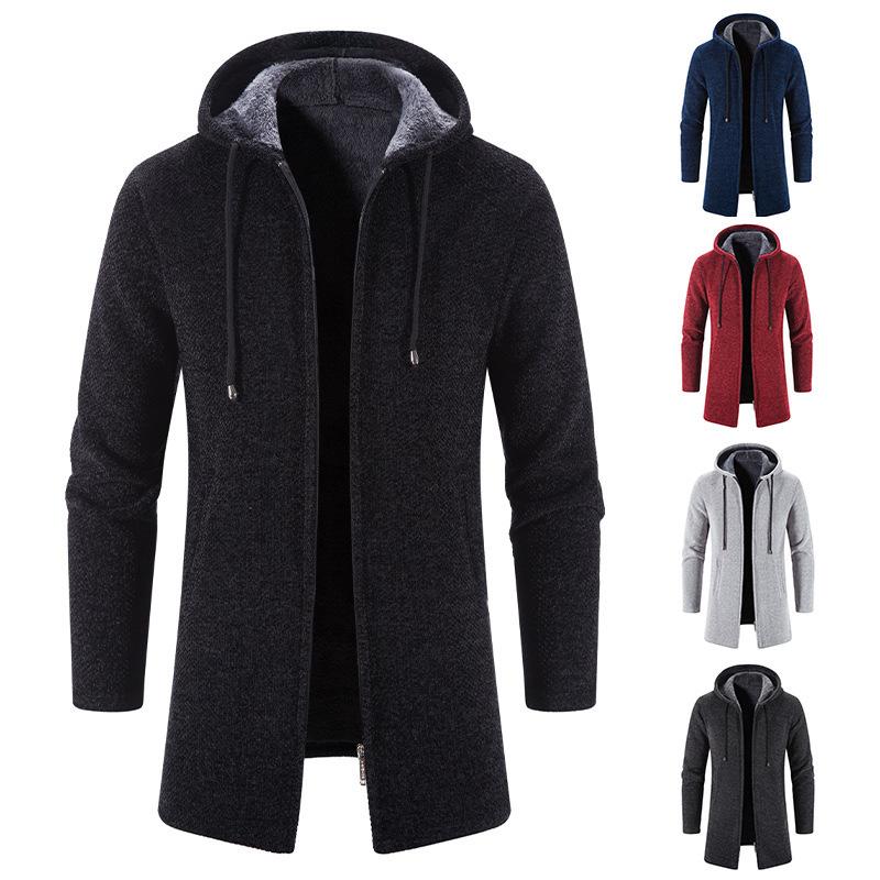 Mens Hooded Cardigan Midi Coat