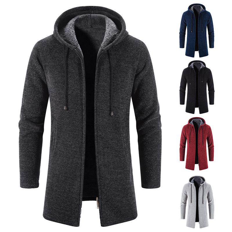 Mens Hooded Cardigan Midi Coat