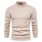 Mens Sweater Fashion Solid Color High Neck Slim Pullover Sweater