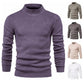 Mens Sweater Fashion Solid Color High Neck Slim Pullover Sweater
