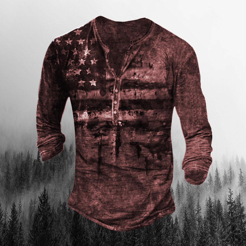 Men's Outdoor Freedom Eagle Print Comfortable Long Sleeve