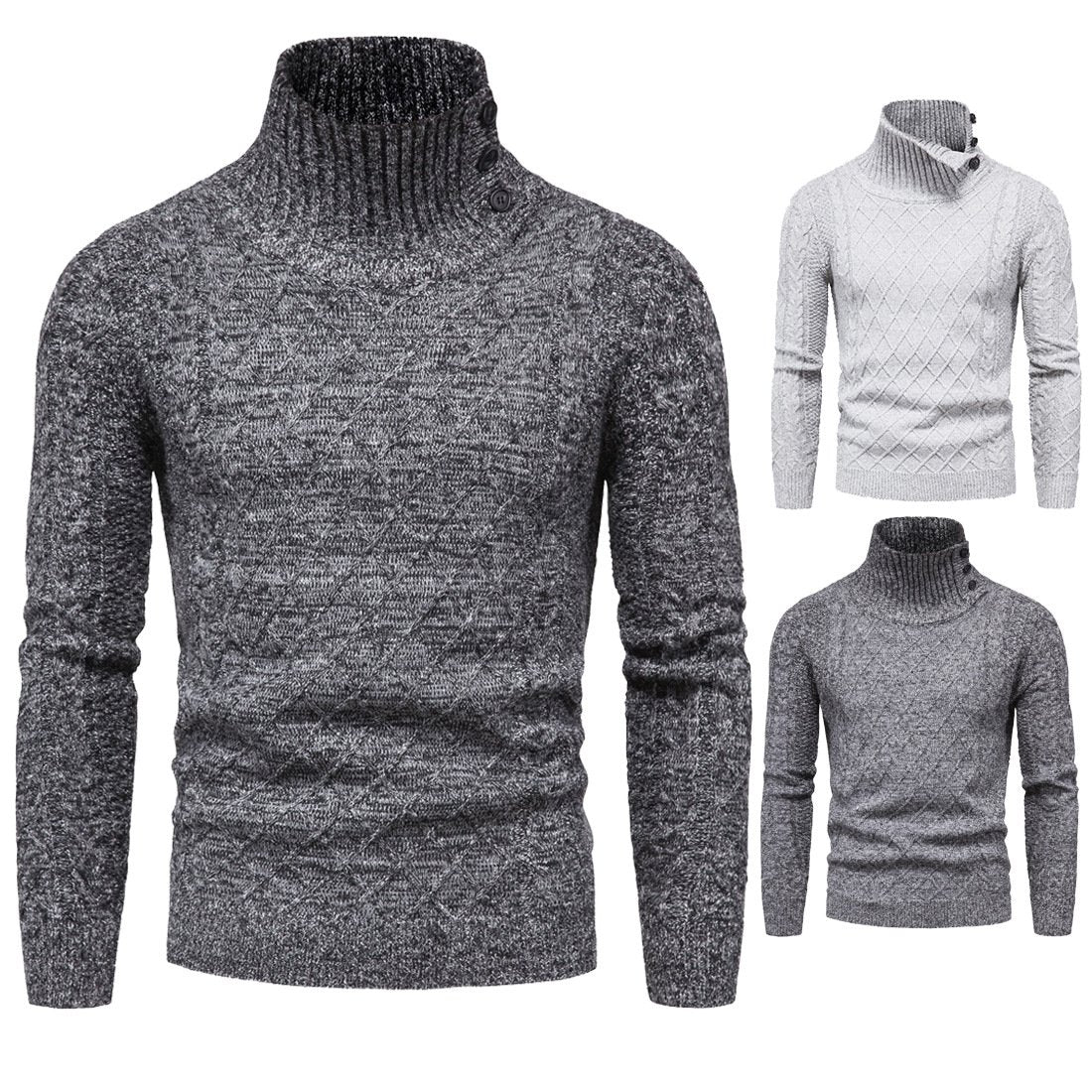 Turtleneck Mens Fashion Long-Sleeved Sweater Bottoming Sweater Knitwear