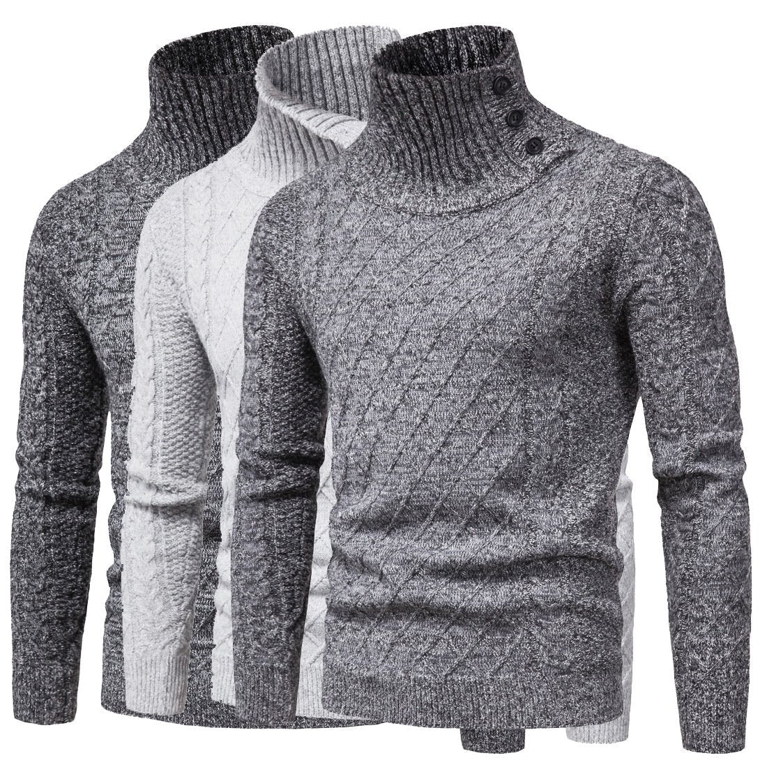 Turtleneck Mens Fashion Long-Sleeved Sweater Bottoming Sweater Knitwear