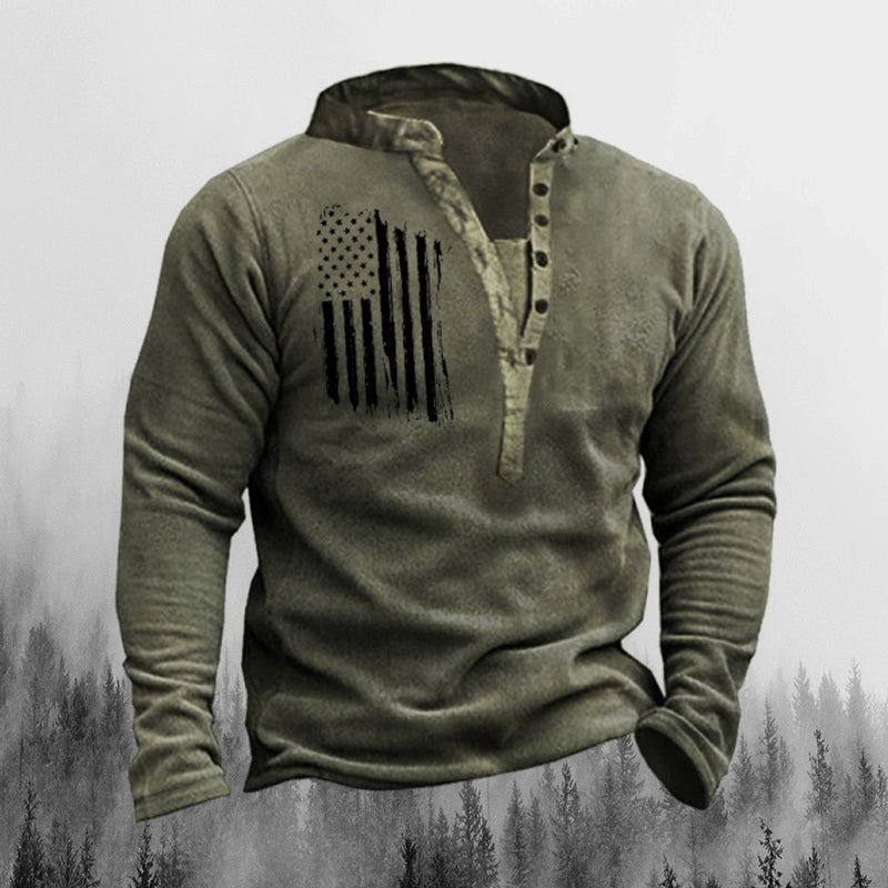 Patriot Flag Outdoor Fleece Warm Henry Sweatshirt