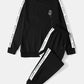 Mens Rose Pattern Letter Side Stripe Sweatshirt Long Two Pieces Outfits