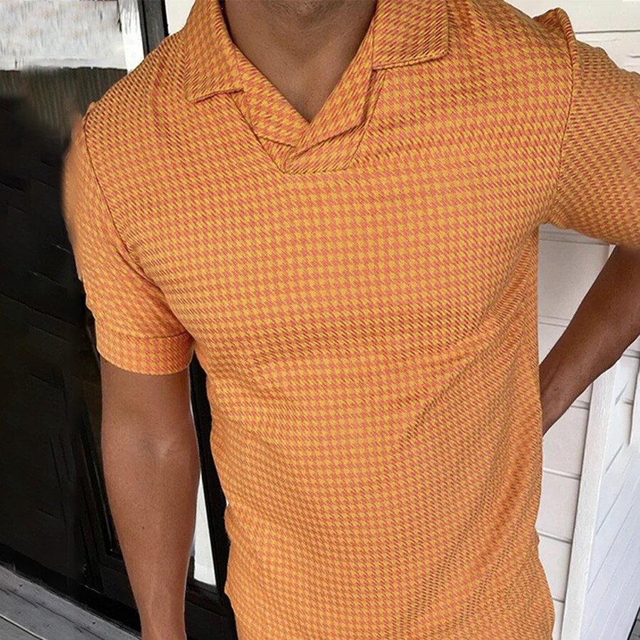 Men&#039;s Casual Short Sleeve T-Shirt POLO Shirt Orange S