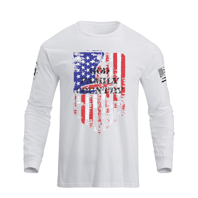 Men's GOD FAMILY COUNTRY American Flag Long Sleeve T-Shirt