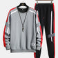 Mens Side Stripe Patchwork Applique Crew Neck Casual Two Pieces Outfits