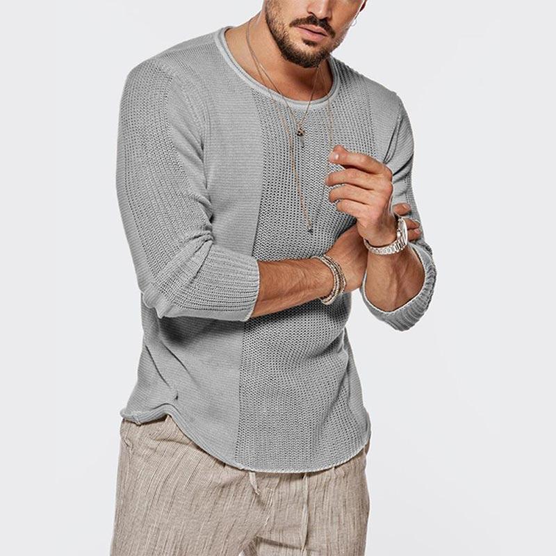 Men Casual Solid Color Knitted Sweater