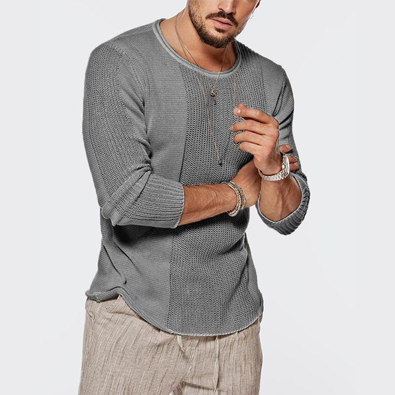 Men Casual Solid Color Knitted Sweater