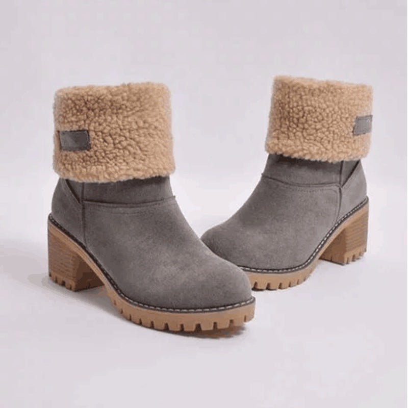 Women's Chunky Heel Round Toe Snow Boots