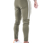 Men's Slim Stretch Waist Two-Bar Striped Print Sweatpants Army Green XXL