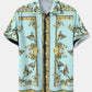 Mens Luxury Baroque Print Short Sleeve Drawstring Two Piece Outfits