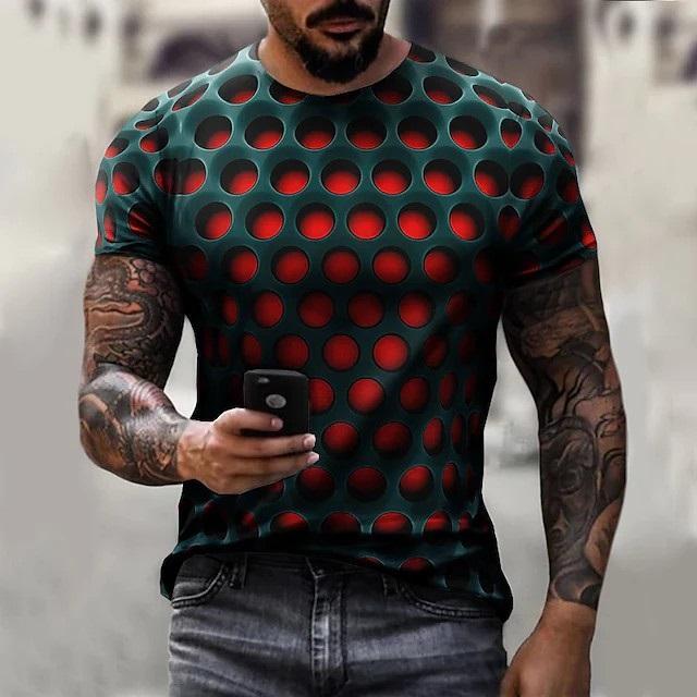 New Men's T shirt 3D Print Graphic Optical Illusion Plus Size Short Sleeve Casual Tops