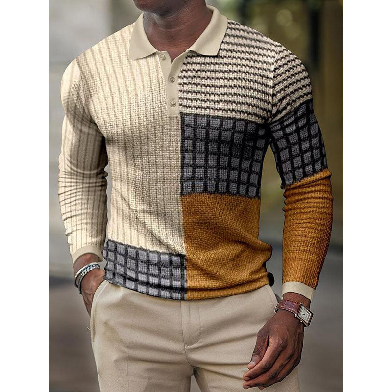 Men's Check Print Long Sleeve T-Shirt