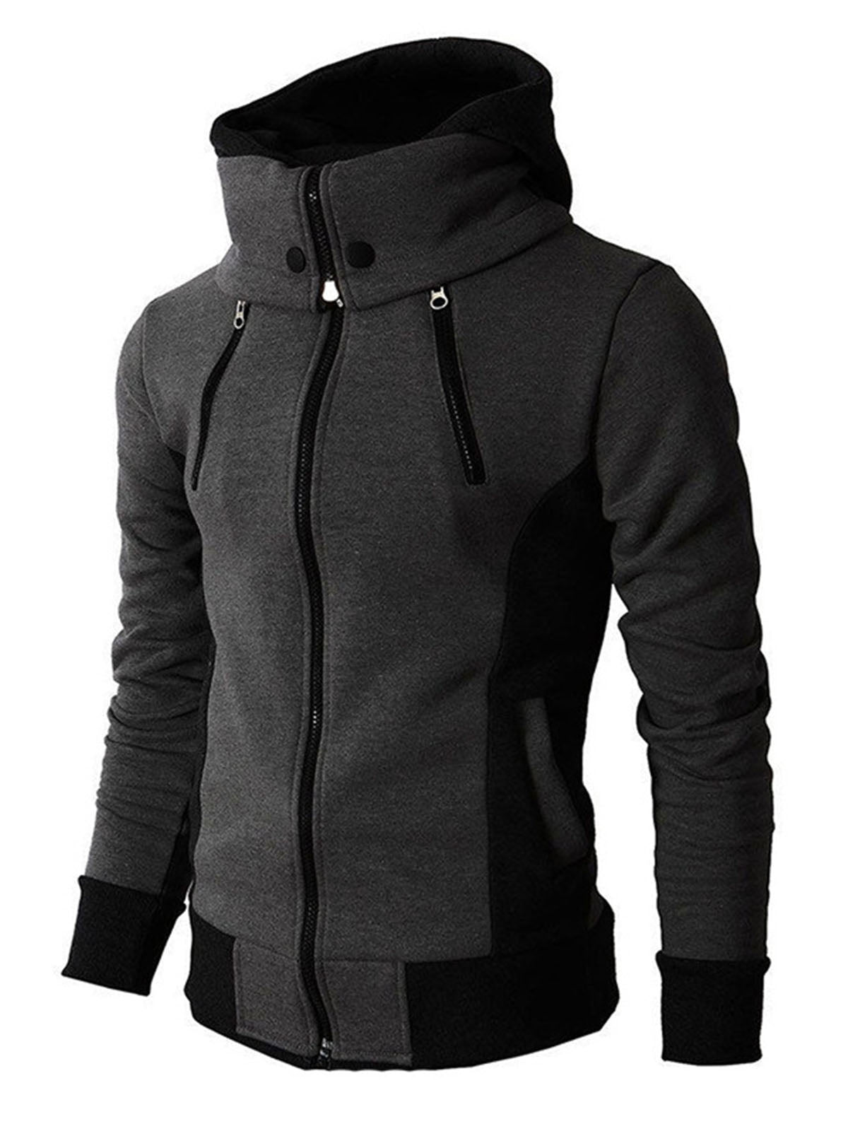 Man Casual Fleeced Hoodie Solid Coats