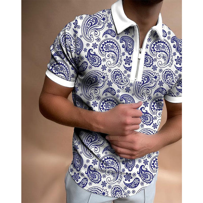 Paisley cashew print polo shirt