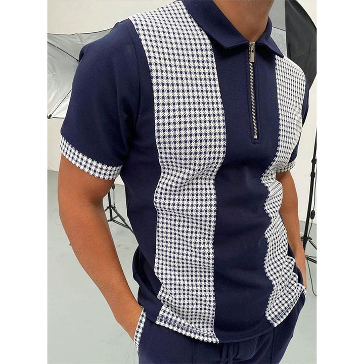 Portman Check Panel Polo Navy