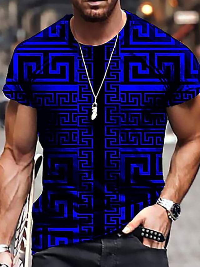 Men 3D Tees Graphic Print Short Sleeve Tops Casual Designer Summer