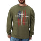 Men's 100% Cotton American Flag with Cross Graphic Round Neck Long Sleeve T-Shirts