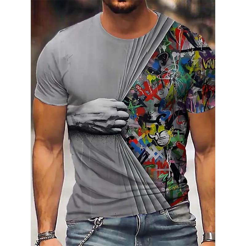 Men's Tee T shirt 3D Graphic Prints Hand Print Short Sleeve Daily Tops Casual Designer