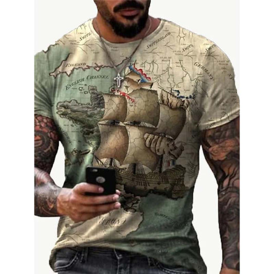 Men's 3D Print Map Graphic Prints Fingerprint Print Short Sleeve Daily T-Shirts