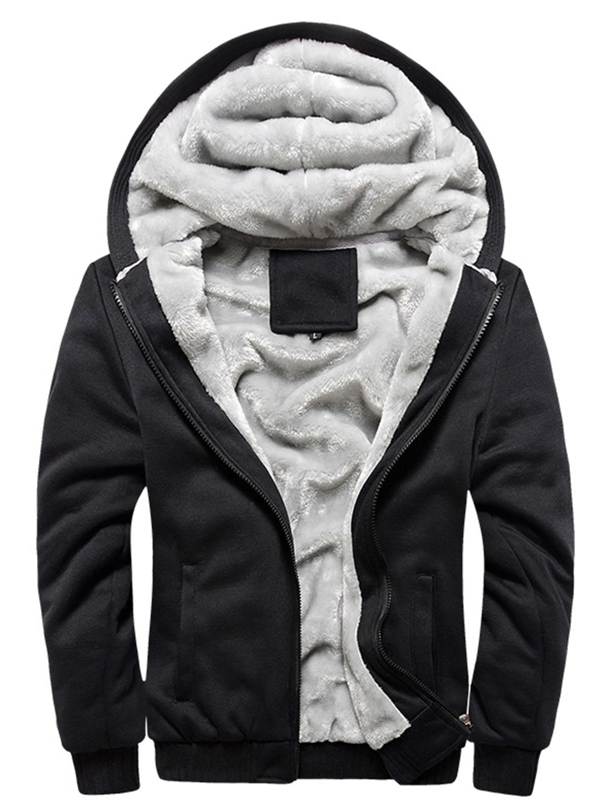 Man Casual Fleeced Hoodie Coats