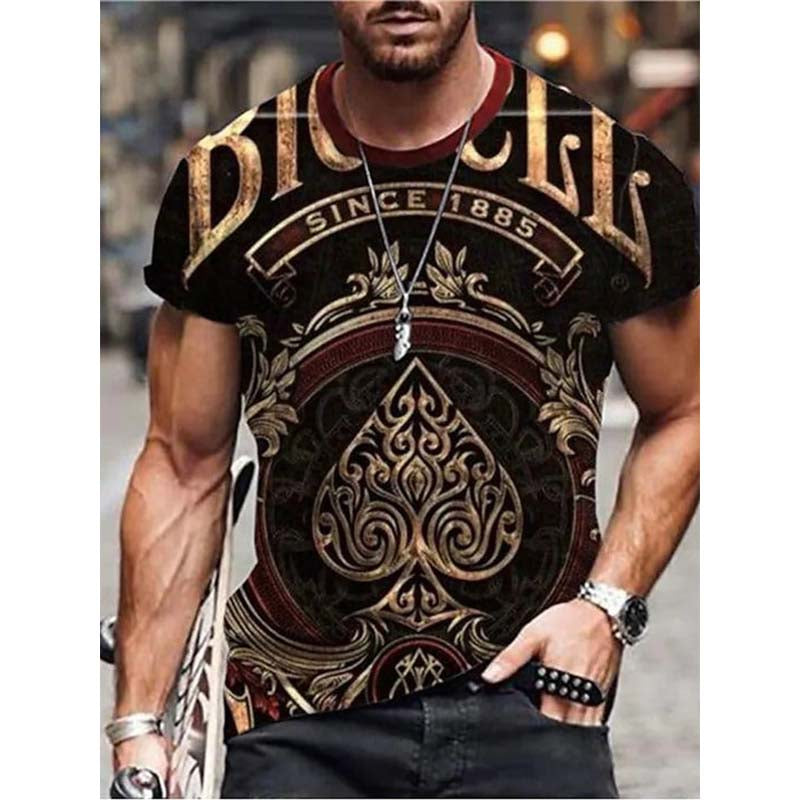 Men's 3D Print Graphic Prints Poker Print Short Sleeve Daily Tops