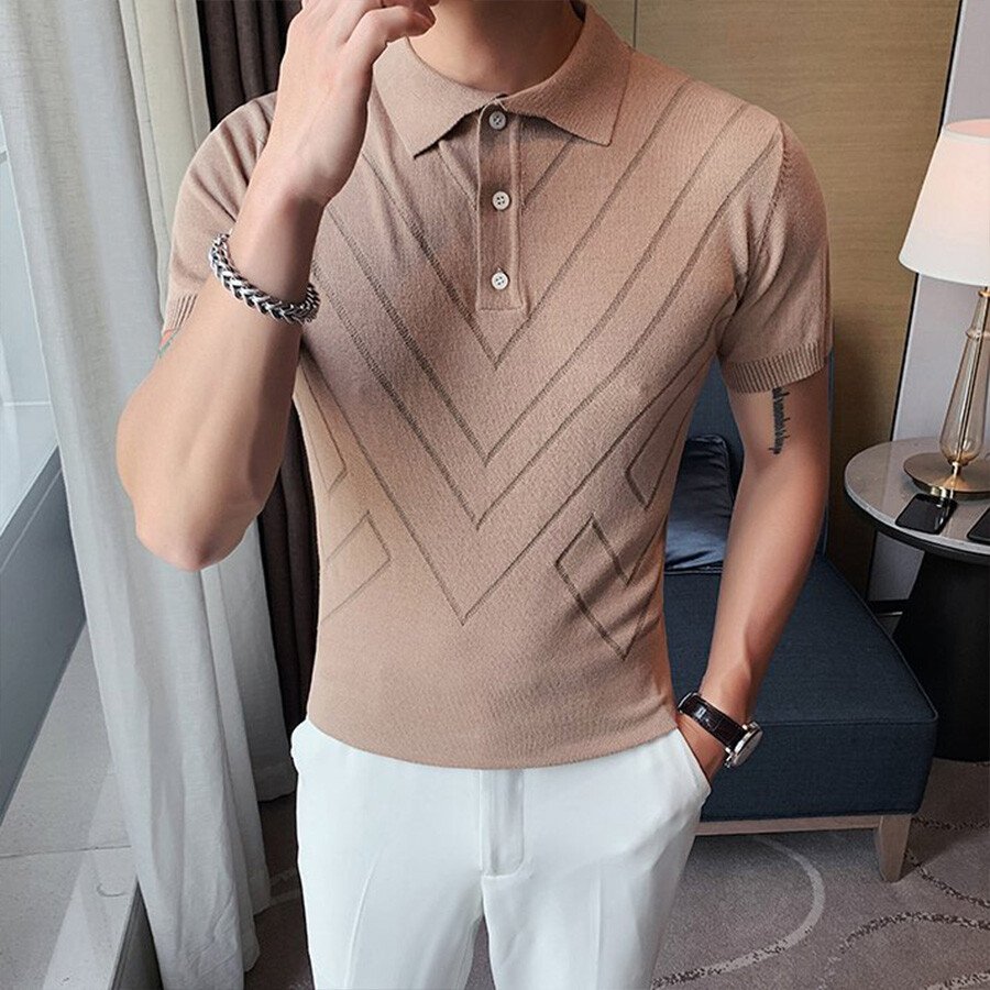 Men&#039;s Solid Color Short-Sleeved Sweater T-Shirt White L