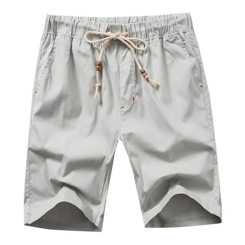 MANFLARE - Summer Mens Solid Color Cotton Linen Shorts