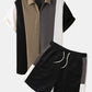 Mens Knit Wide Striped Stitching Zip Golf Shirt Casual Two Pieces Outfits SKUI11386