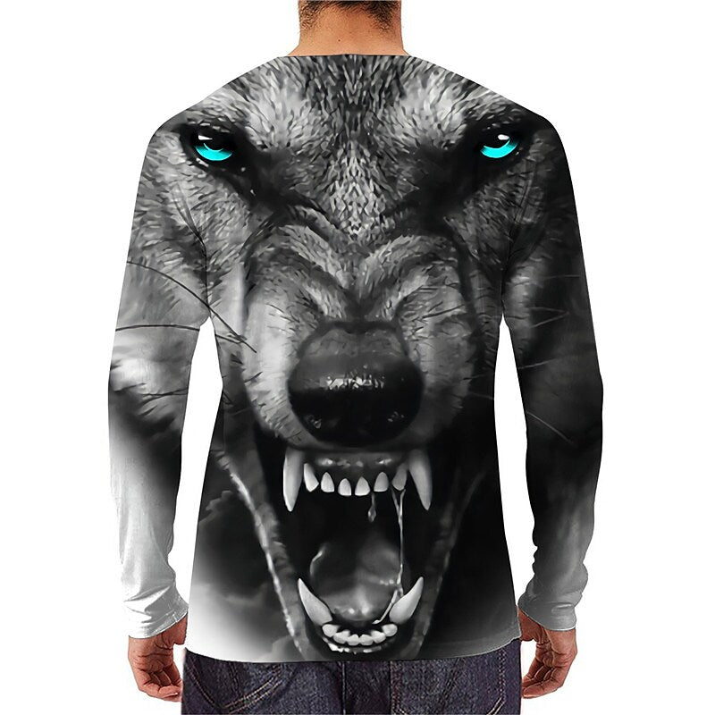 Men's Unisex T shirt 3D Print Graphic Prints Animal Crew Neck Daily Ho Gray M