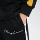 Mens Side Stripe Script Embroidered Sweatshirt Casual Cuffed Two Pieces Outfits