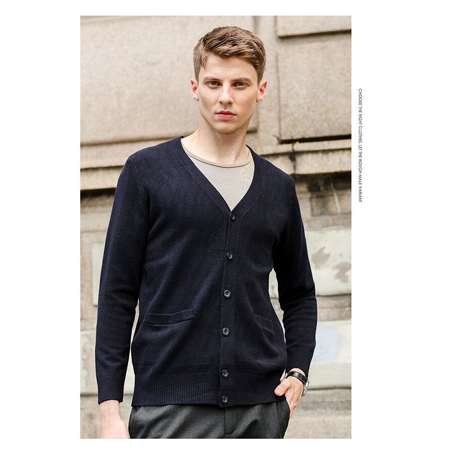 Men&#039;s Casual Knitted Cardigan Top Black XL