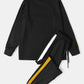 Mens Side Stripe Script Embroidered Sweatshirt Casual Cuffed Two Pieces Outfits