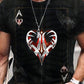 Men's creative playing cards printed short-sleeved round neck T-shirt