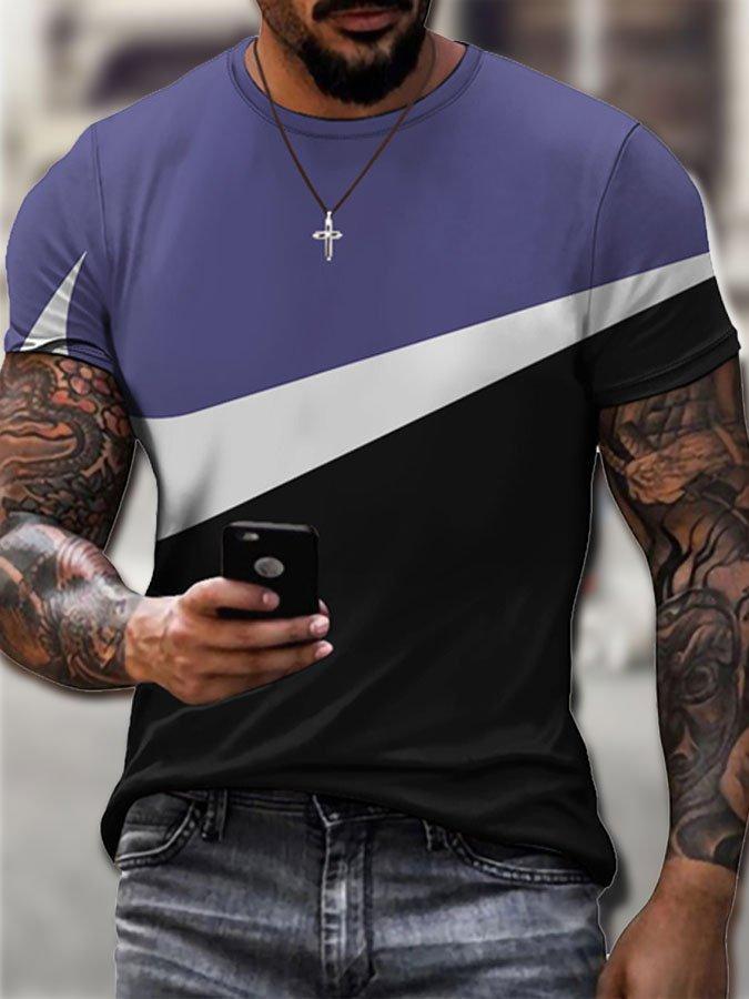 Men's Colorblock Print Short Sleeve T-shirt