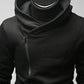 Side Zip Up Long Sleeve Plain Neck Hoodie For Men