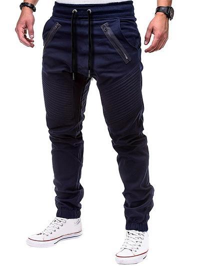 Men's Zippers Embellished Drawstring Fashion Jogger Pants