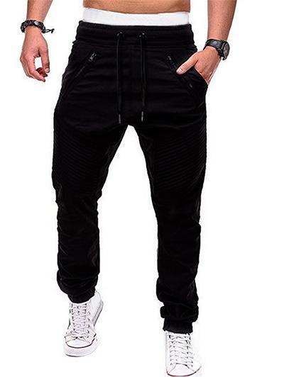 Men's Zippers Embellished Drawstring Fashion Jogger Pants