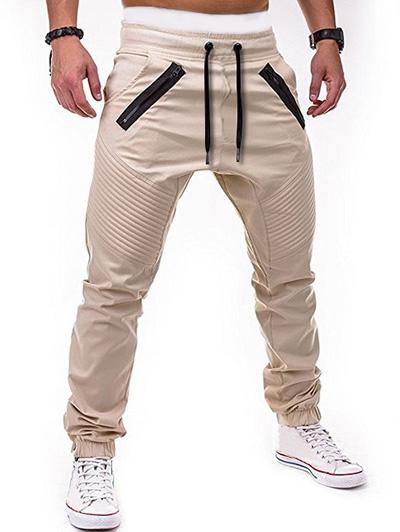 Men's Zippers Embellished Drawstring Fashion Jogger Pants